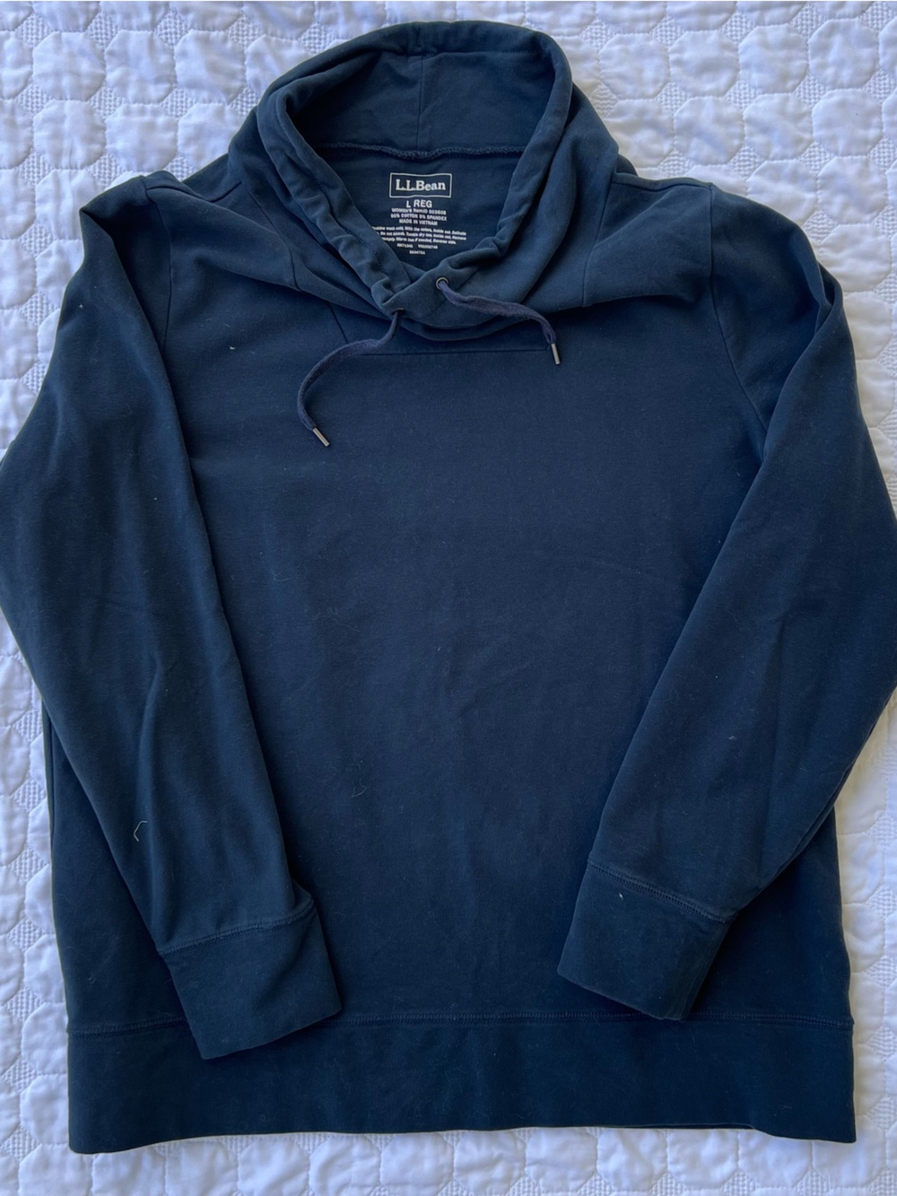 L.L. Bean Navy Pullover Sweatshirt Preppy High Neck Womens Size Large Like New